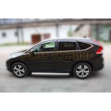 Пороги с площадкой алюминиевый лист 60 мм ALFeco для Honda CR-V 2012-2015