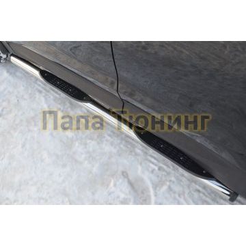 Пороги труба d76 с накладками вариант 2 РусСталь для Honda CR-V 2010-2012
