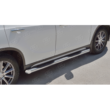 Пороги труба с накладками 76 мм вариант 1 для Honda CR-V 2010-2012