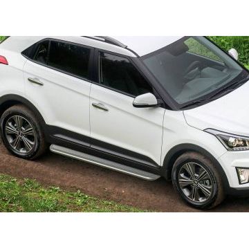 Пороги с площадкой нержавеющий лист 57 мм Rival для Hyundai Creta 2016-