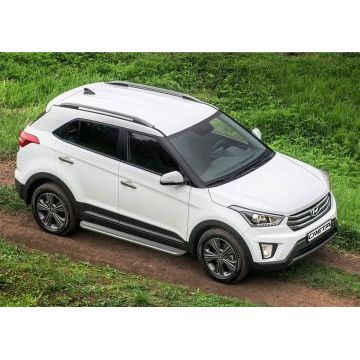 Пороги с площадкой нержавеющий лист 57 мм Rival для Hyundai Creta 2016-