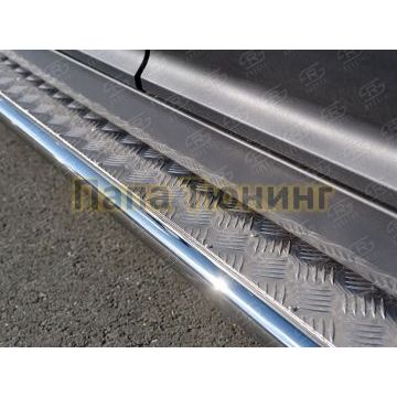 Пороги с площадкой алюминиевый лист d42 вариант 2 РусСталь для Hyundai Creta 2016-2021