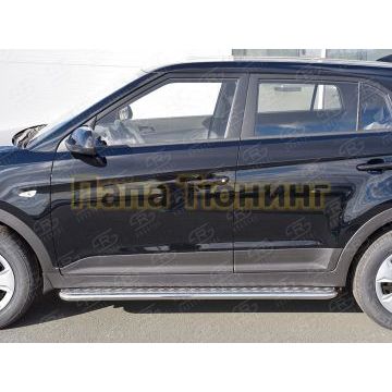 Пороги с площадкой алюминиевый лист d42 вариант 2 РусСталь для Hyundai Creta 2016-2021