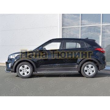 Пороги с площадкой алюминиевый лист d42 вариант 1 РусСталь для Hyundai Creta 2016-2021