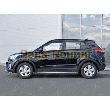 Пороги с площадкой нержавеющий лист 42 мм РусСталь для Hyundai Creta 2016-2021