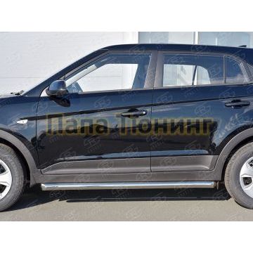Пороги труба d57 вариант 1 РусСталь для Hyundai Creta 2016-2021