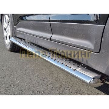 Пороги труба овальная с проступью 120х60 мм РусСталь для Hyundai Creta 2016-2021