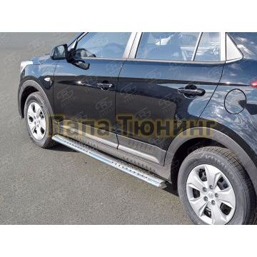 Пороги труба овальная с проступью 120х60 мм РусСталь для Hyundai Creta 2016-2021