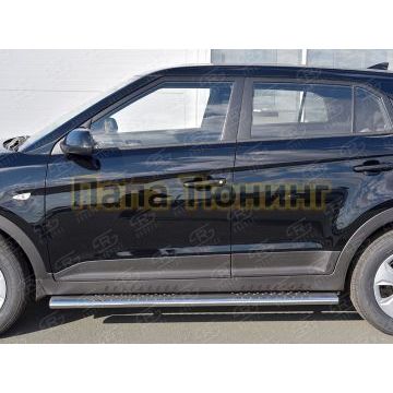 Пороги труба овальная с проступью 120х60 мм РусСталь для Hyundai Creta 2016-2021