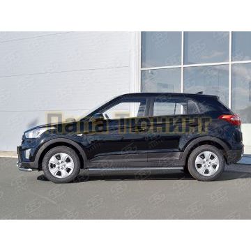 Пороги труба овальная с проступью 120х60 мм РусСталь для Hyundai Creta 2016-2021