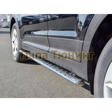 Пороги труба овальная с проступью 72х42 мм РусСталь для Hyundai Creta 2016-2021