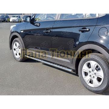 Пороги труба овальная с проступью 72х42 мм РусСталь для Hyundai Creta 2016-2021