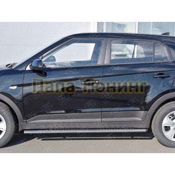 Пороги труба овальная с проступью 72х42 мм РусСталь для Hyundai Creta 2016-2021