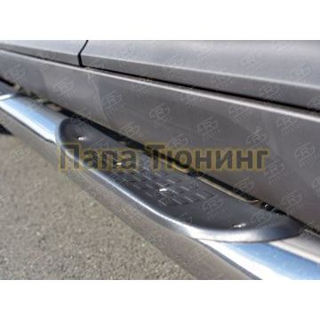 Пороги труба с накладками d76 вариант 3 РусСталь для Hyundai Creta 2016-2021