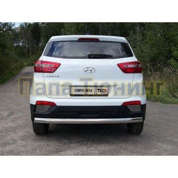 Защита заднего бампера овальная 75х42 мм ТСС для Hyundai Creta 2016-2021