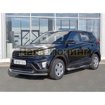 Защита передняя двойная d57-d42 РусСталь для Hyundai Creta 2016-2021