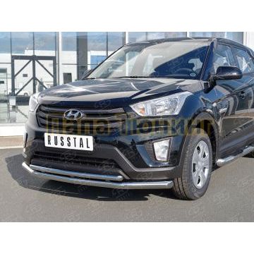 Защита передняя двойная d57-d42 РусСталь для Hyundai Creta 2016-2021
