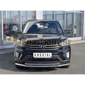 Защита передняя двойная d57-d42 РусСталь для Hyundai Creta 2016-2021