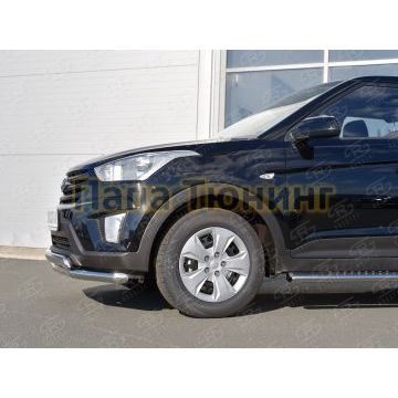 Защита передняя двойная 63-75х42 мм РусСталь для Hyundai Creta 2016-2021