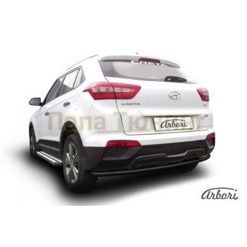 Защита заднего бампера чёрная сталь радиусная 42 мм на 4х4 Slitkoff для Hyundai Creta 2016-2021