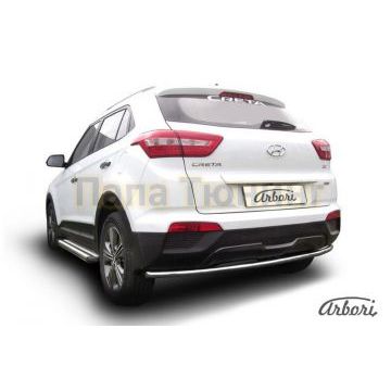 Защита заднего бампера радиусная 42 мм на 4х4 Slitkoff для Hyundai Creta 2016-2021
