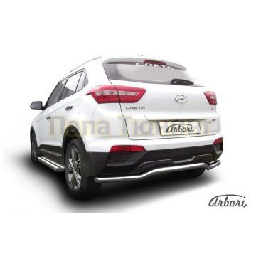 Защита заднего бампера скоба 57 мм на 4х4 Slitkoff для Hyundai Creta 2016-2021