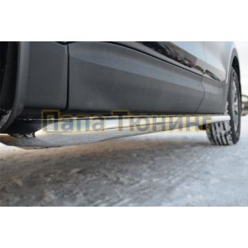 Пороги с площадкой алюминиевый лист d42 РусСталь для Hyundai Santa Fe 2012-2015