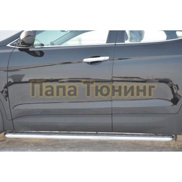 Пороги с площадкой алюминиевый лист d42 РусСталь для Hyundai Santa Fe 2012-2015