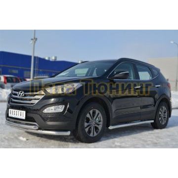 Пороги труба d57 вариант 1 РусСталь для Hyundai Santa Fe 2012-2015