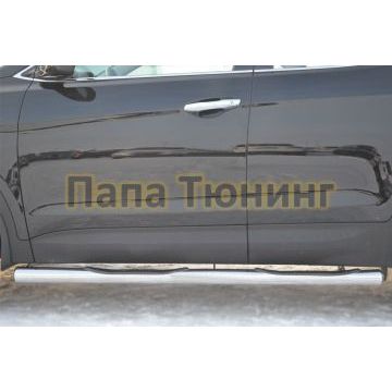 Пороги труба с накладками d76 вариант 3 РусСталь для Hyundai Santa Fe 2012-2015