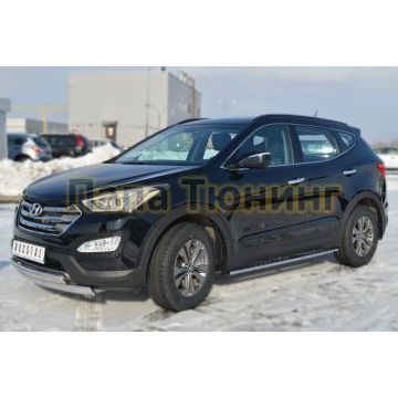 Пороги труба овальная с проступью 75х42 мм РусСталь для Hyundai Santa Fe 2012-2015