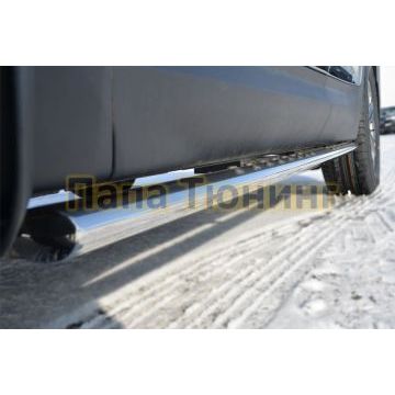 Пороги труба овальная с проступью 75х42 мм РусСталь для Hyundai Santa Fe 2012-2015