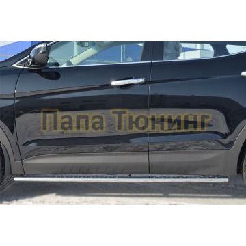 Пороги труба овальная с проступью 75х42 мм РусСталь для Hyundai Santa Fe 2012-2015