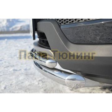 Защита передняя двойная d57-d42 дуга РусСталь для Hyundai Santa Fe 2012-2015