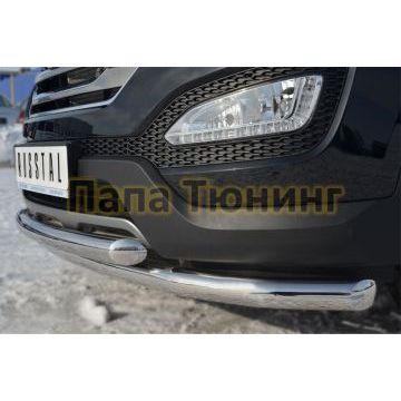 Защита передняя двойная d57-d57 РусСталь для Hyundai Santa Fe 2012-2015