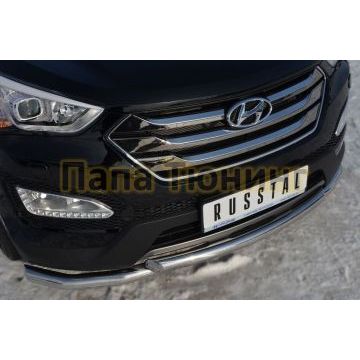 Защита передняя двойная d57-d57 РусСталь для Hyundai Santa Fe 2012-2015