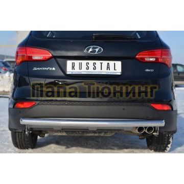 Защита заднего бампера d57 дуга РусСталь для Hyundai Santa Fe 2012-2015