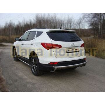 Защита заднего бампера центральная 60 мм ТСС для Hyundai Santa Fe 2012-2015 Защита заднего бампера центральная 60 мм ТСС для Hyundai Santa Fe 2012-2015