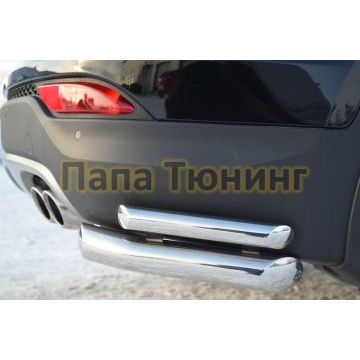 Защита задняя двойные уголки d57-d42 РусСталь для Hyundai Santa Fe 2012-2015