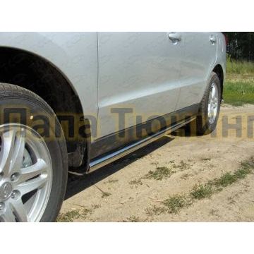 Пороги труба 60 мм ТСС для Hyundai Santa Fe 2010-2012 Пороги труба 60 мм ТСС для Hyundai Santa Fe 2010-2012