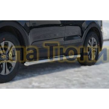 Пороги труба d57 вариант 1 РусСталь для Hyundai Santa Fe 2010-2012