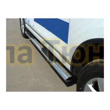 Пороги труба овальная с накладками 120-60 мм ТСС для Hyundai Santa Fe 2010-2012