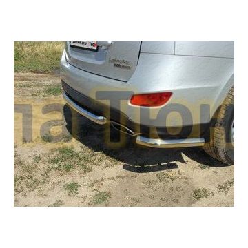 Защита заднего бампера центральная 60 мм ТСС для Hyundai Santa Fe 2010-2012