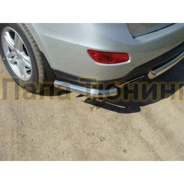 Защита заднего бампера уголки 60 мм ТСС для Hyundai Santa Fe 2010-2012
