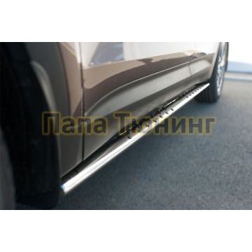 Пороги труба овальная с проступью 75х42 мм РусСталь для Hyundai Santa Fe Grand 2014-2016