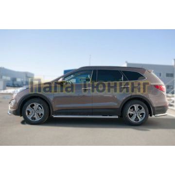 Пороги труба d57 вариант 3 РусСталь для Hyundai Santa Fe Grand 2014-2016