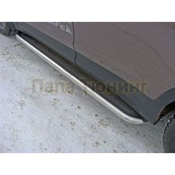 Пороги с площадкой нержавеющий лист 60 мм ТСС для Hyundai Santa Fe Grand 2016- Пороги с площадкой нержавеющий лист 60 мм ТСС для Hyundai Santa Fe Grand 2016-