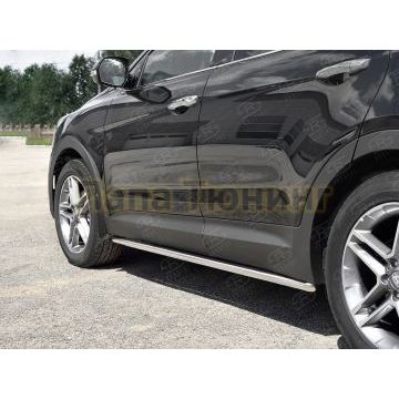 Пороги труба d42 вариант 1 РусСталь для Hyundai Santa Fe Grand 2016-2018