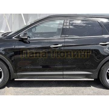 Пороги труба d42 вариант 1 РусСталь для Hyundai Santa Fe Grand 2016-2018