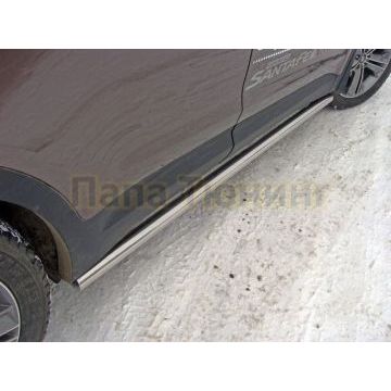 Пороги труба 60 мм ТСС для Hyundai Santa Fe Grand 2016- Пороги труба 60 мм ТСС для Hyundai Santa Fe Grand 2016-
